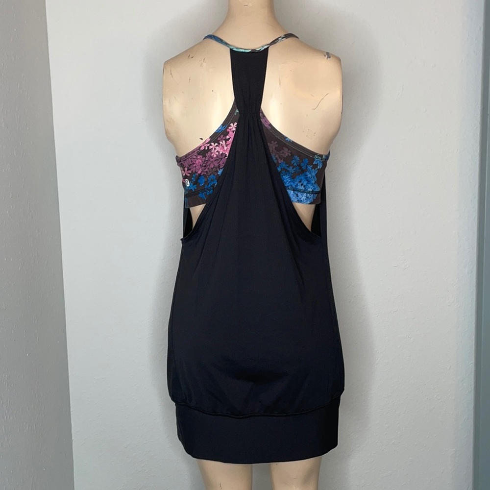 lululemon athletica Black Tank with Pink and Blue Floral Back